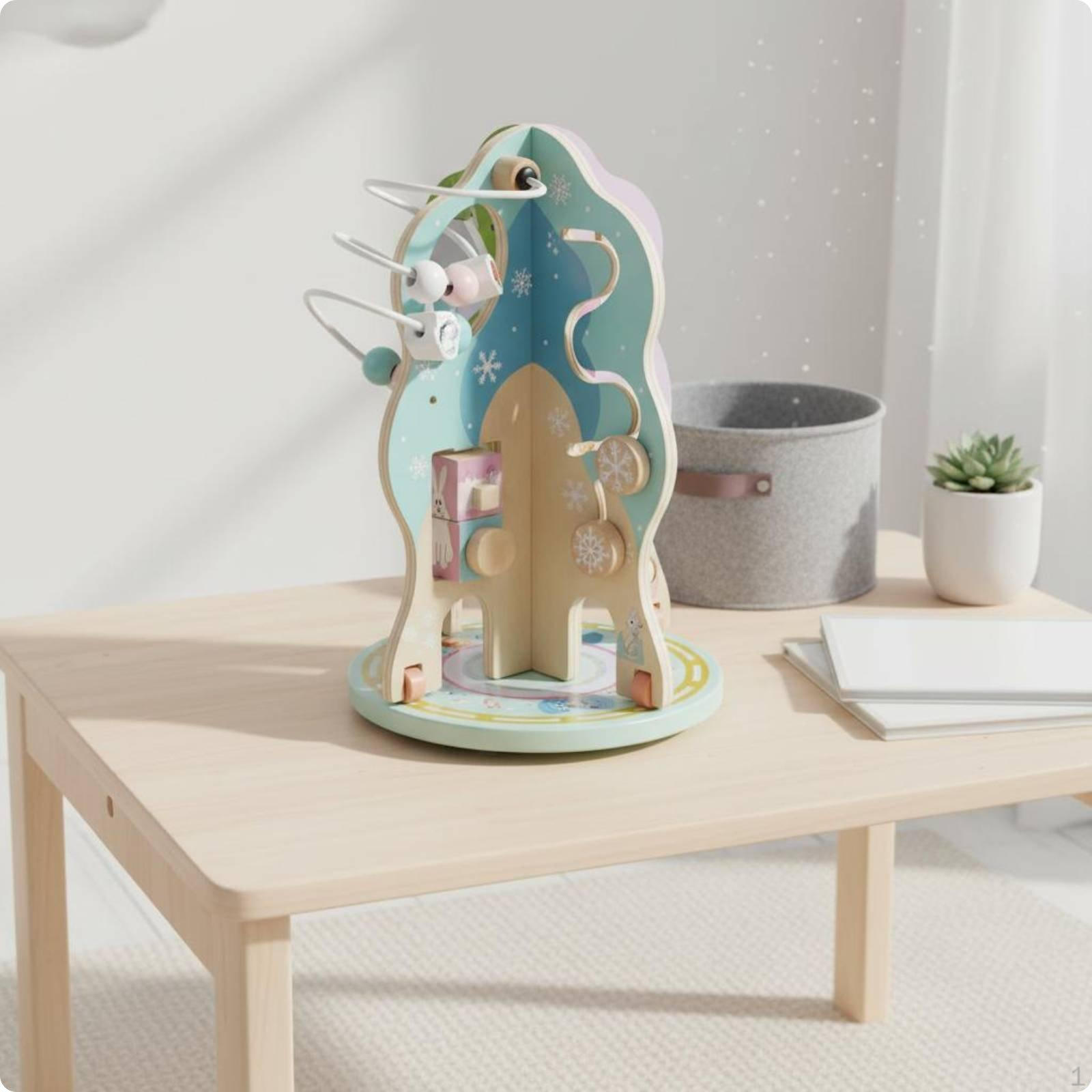 Rotating Bead Maze Structure Wooden Colorful Versatile Play Center for Young Children, Rotating Beads