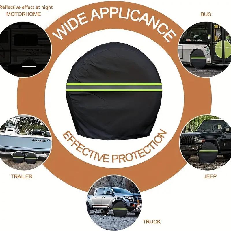 2PC RV Car Tire Protectors Universal With Reflective Strips Better Protection Waterproof Lighting Conditions