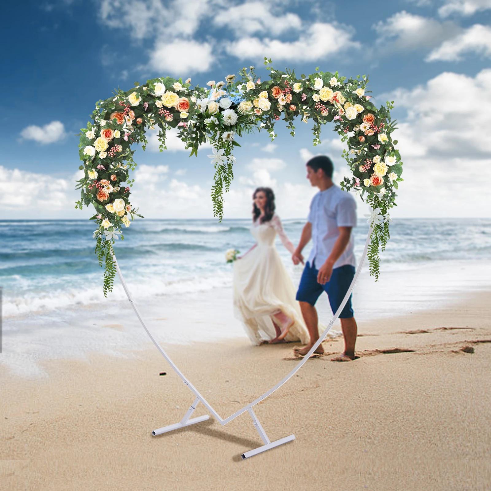 Свадебная арка в форме сердца 6,89 фута (2.1m),Арка  Любовь  из углеродистой стали, Свободностоящий свадебный фон в форме сердца с грузоподъемностью 11-22 фунта