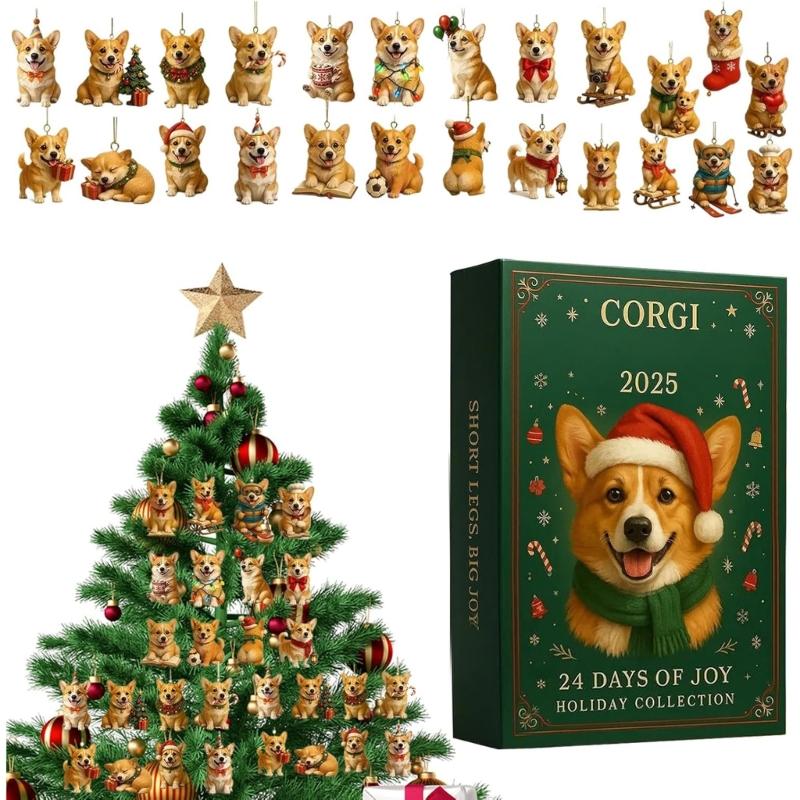 24 Days Surprise Advent Calendar Christmas Advent Calendar With Acrylic Dog Pendant Hanging Ornament For Kid Adult