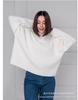 Crew neck sweater women's European, American autumn and winter new solid color versatile casual lazy pullover knitted sweater top