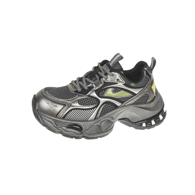 Small casual and thin dad shoes women's 2025 new color matching, light and breathable, heightening lace-up versatile sports shoes