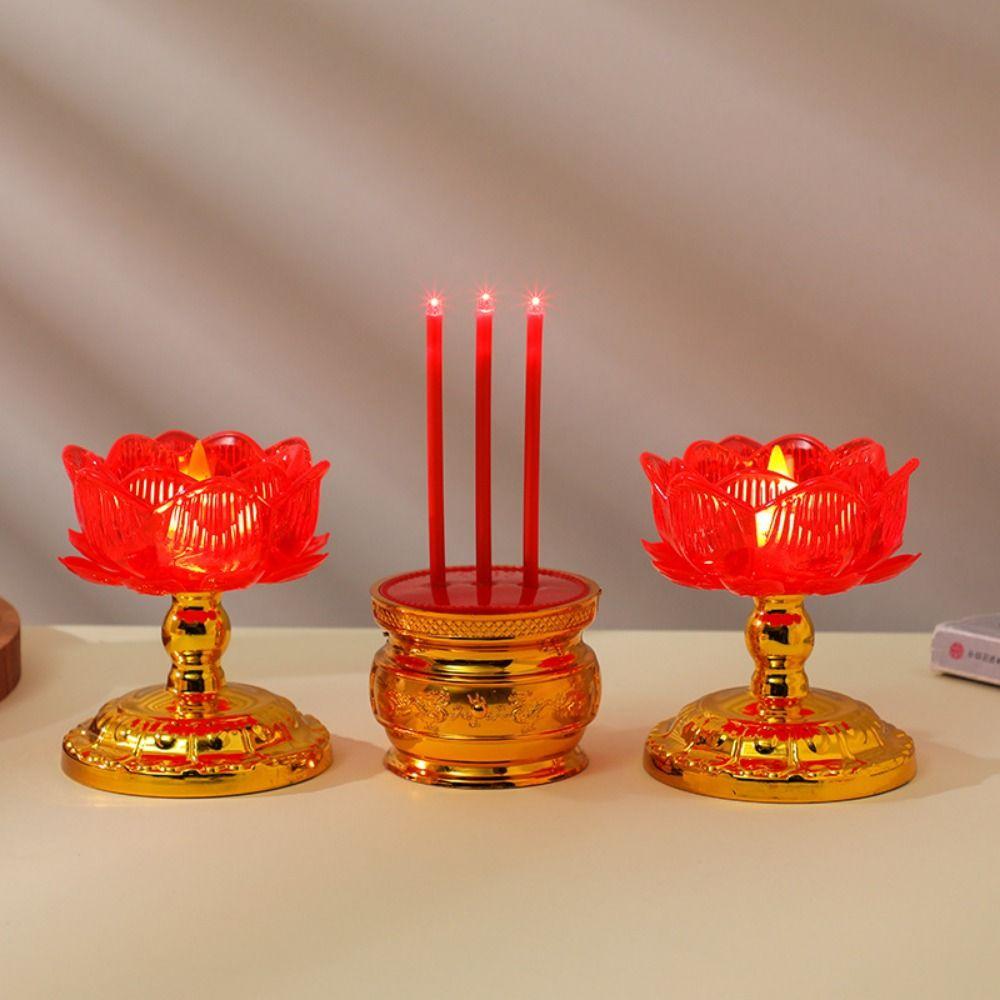 2Pcs Battery Operated Electronic Lotus Lamp Ornament Swing Flameless Candles Outdoor Night Lamp