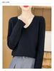 Women's V-Neck Thickened Wool Knit Sweater – 100% Pure Loose Fit