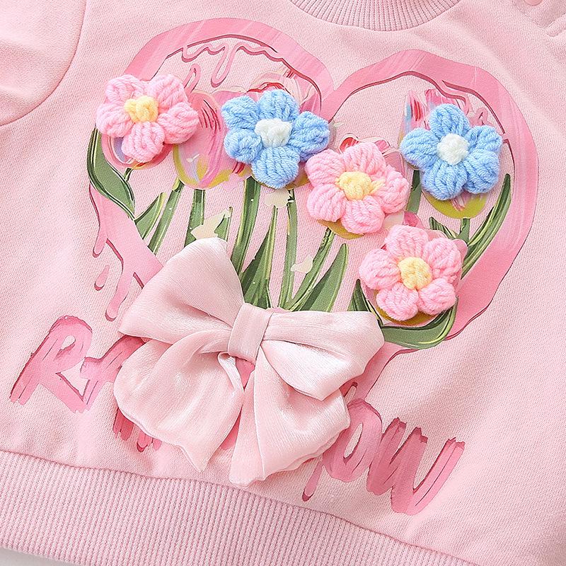 Toddler Girl Cotton Two-Piece: Fashionable Long Sleeve Sweatshirt Set for Spring & Autumn 2025