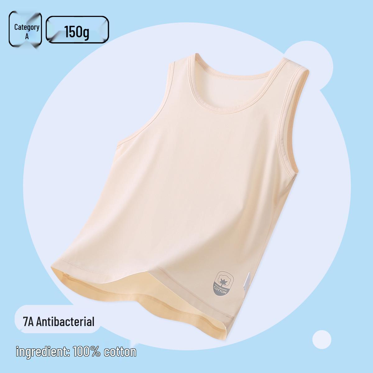

Kids Summer Cotton Sleeveless Vest - Unisex Base Layer for Tweens Size 130 (Recommended 115-125cm/50-60kg)