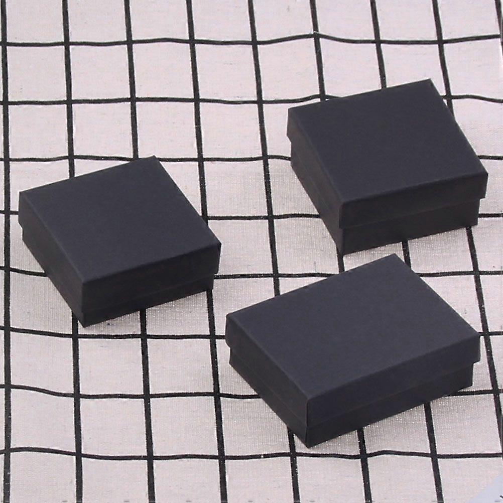 25PCS Large Size Jewelry Box Black Kraft Paper Ring Stud Earrings Necklace Jewelry Box Storage Box(Black)