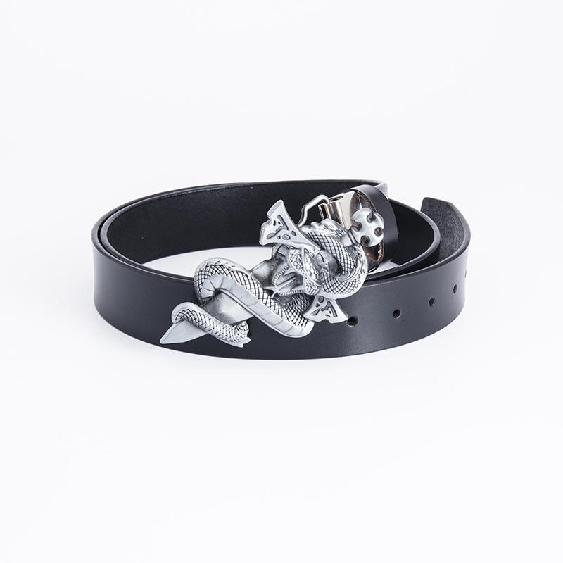 Men s Western Fashion Cowhide Leather Belt - Knight s Sword Design 100 cm