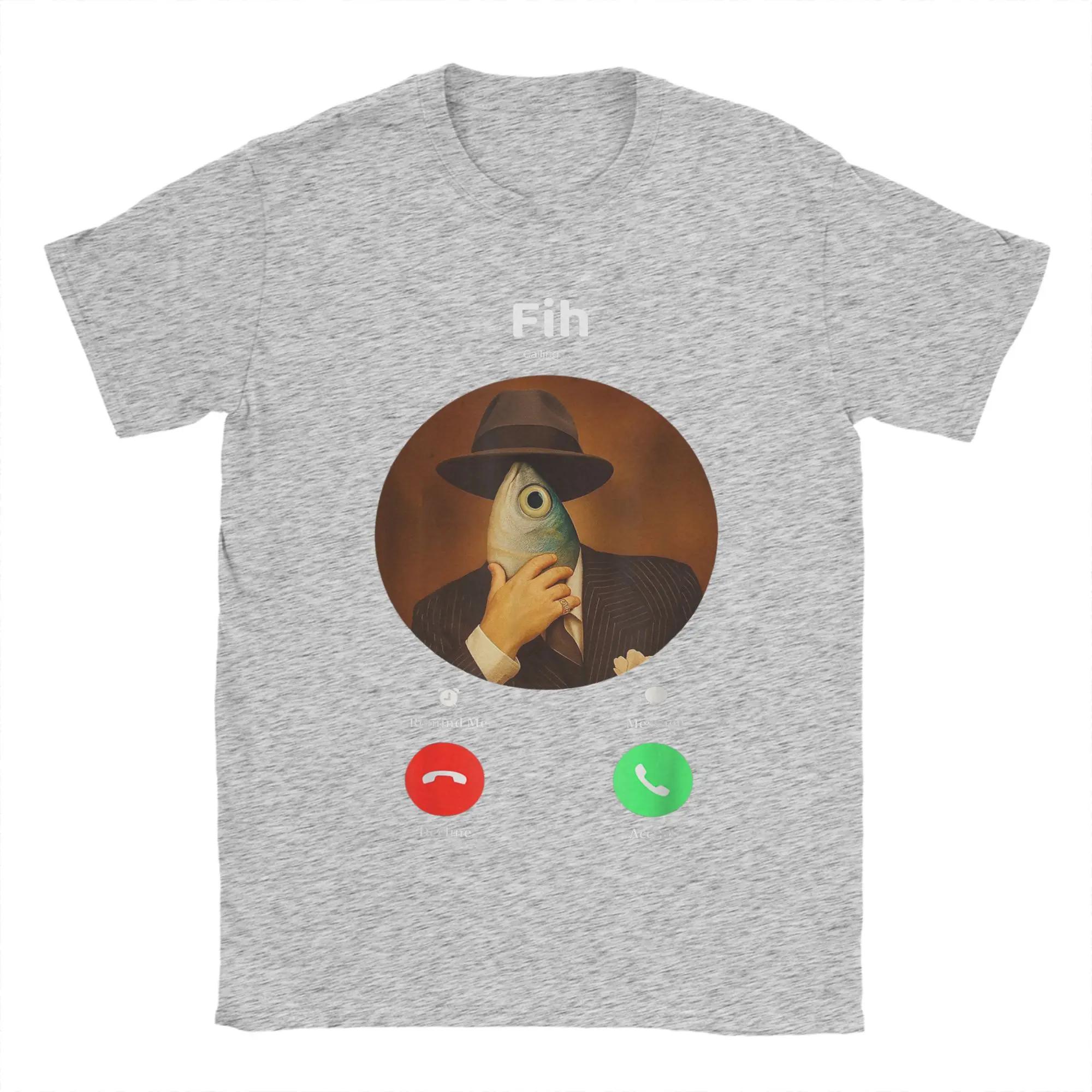 

Fih Calling Meme T Shirt Summer Funny Fish Incoming Call Humor T-Shirts Tee Shirt for Short-Sleeved Tops Women Clothing 3XL