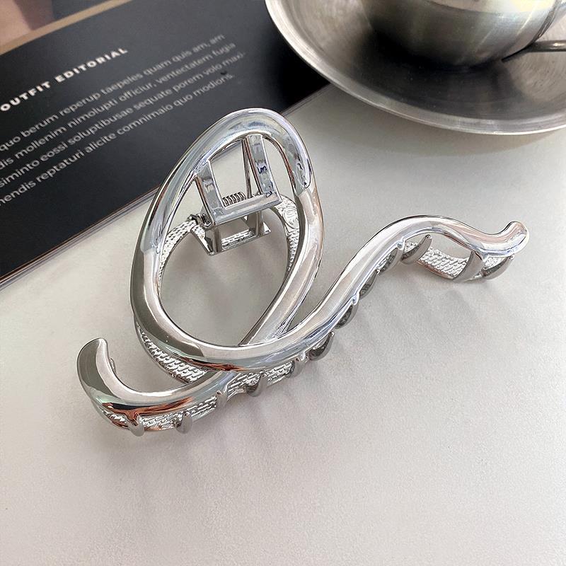Korea Punk Metal Gold Silver Oval Hair Claw Clips For Women Trendy Large Geometric Crab Catches Clamp Girls Jewelry Accessories