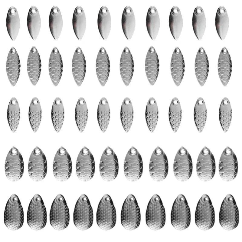

50pcs Fishing Lure Blades Small Gold Silver Mixed Size Fish Scale Spinner Rings Spoon Accessories