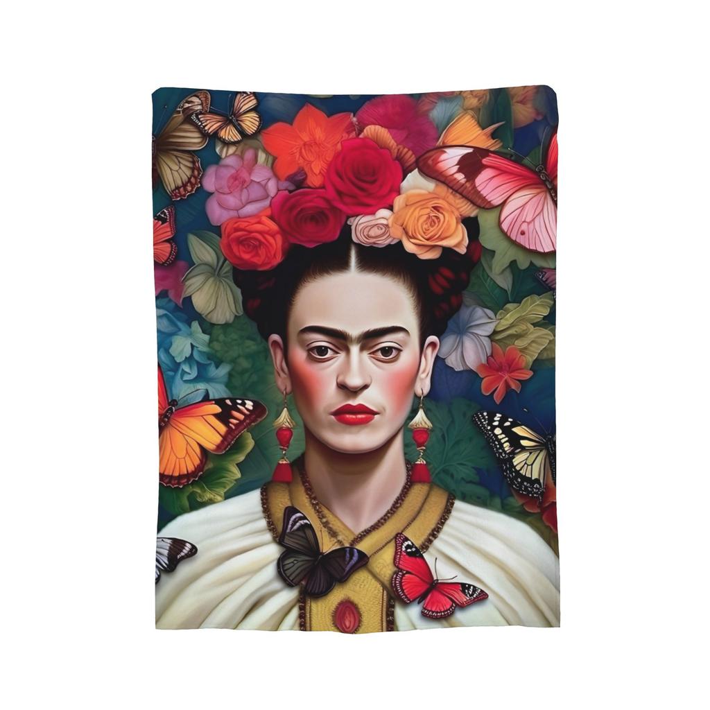 México Artista F-Frida K-Kahlo Mantas de Franela Manta Decorativa Impresionante para Sofá Ropa de Cama Sala de Estar 150*125cm Felpa Colcha Fina,