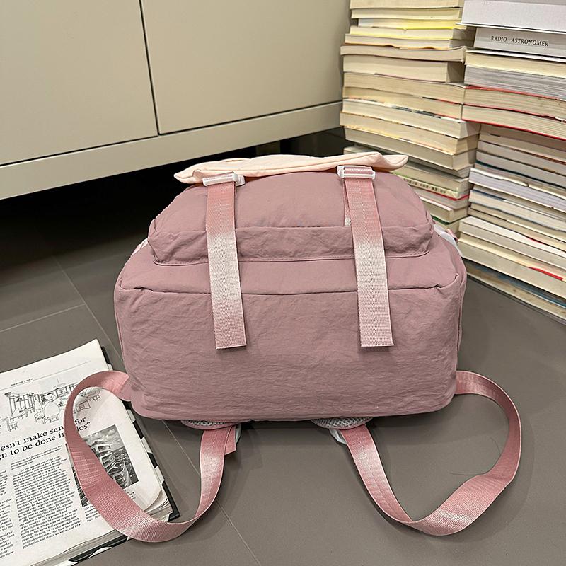 Women Contrast Color Backpack Junior High School Student Schoolbag Large Capacity Outdoor Mountaineering Backpack