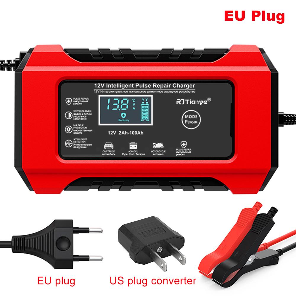 6A 12V Car Battery Chargers Digital Touch Screen Pulse Repair for Lead Acid Batteries Storage Cell Motorcycle Battery Chargers