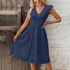 Elegant Red Summer Dress for Women V-Neck, Short Sleeve, Flowy Design Perfect for Casual and Formal Occasions