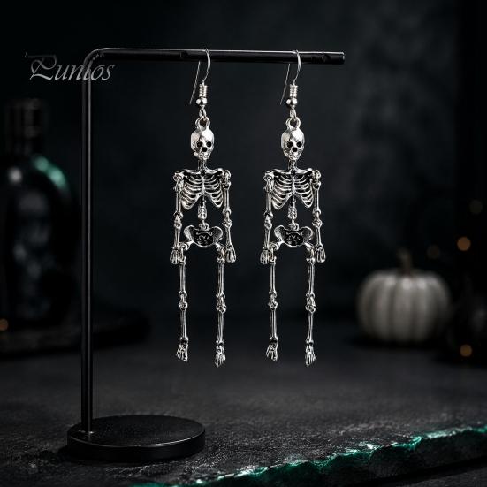 Halloween Party Accessories 1 Pair Earrings, Spooky Gothic Skeleton Dangle Cool Grunge Jewelry Drop Punk Skull Articulated for Women