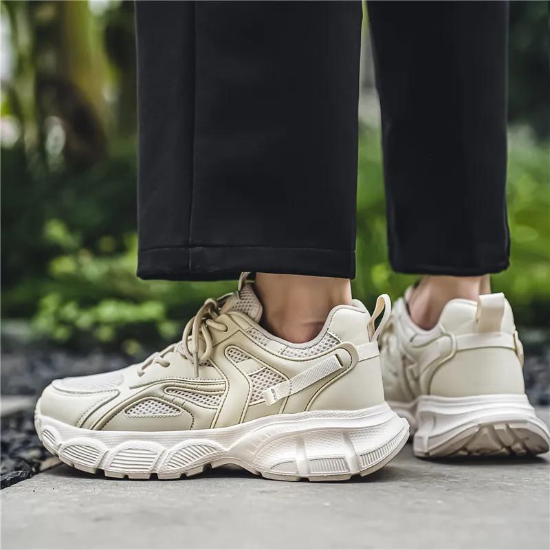 Men's Mesh Breathable Casual ShoesNew Spring and Autumn Fashionable and Versatile Solid Color Personalized Lace Up Sports Shoes