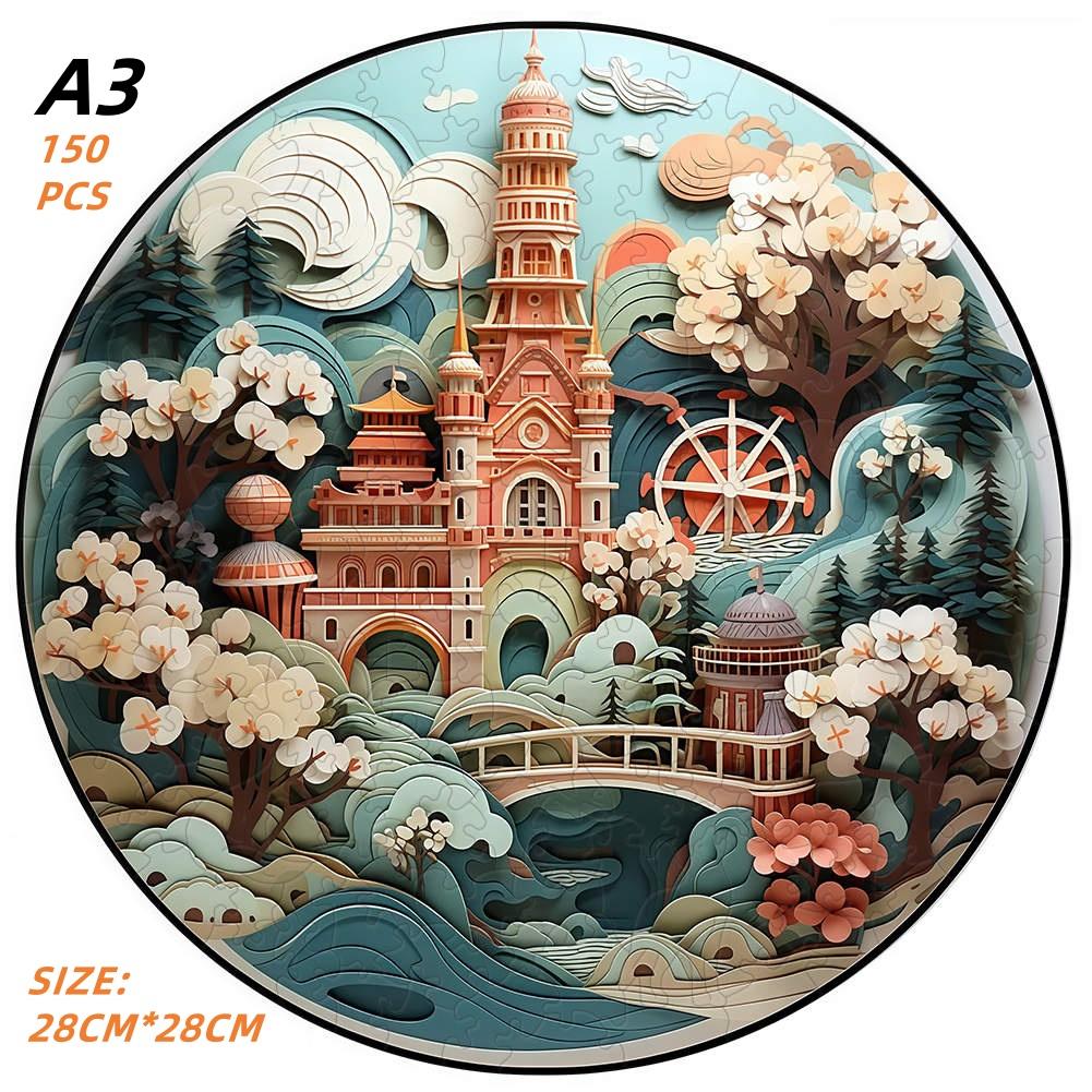 Paesaggio di Intaglio su Carta Sfida Puzzle di Legno Ideale Decorazione per la Casa Pittura Regalo Istruttivo Puzzle Attività progettato per Bambini Giocattolo