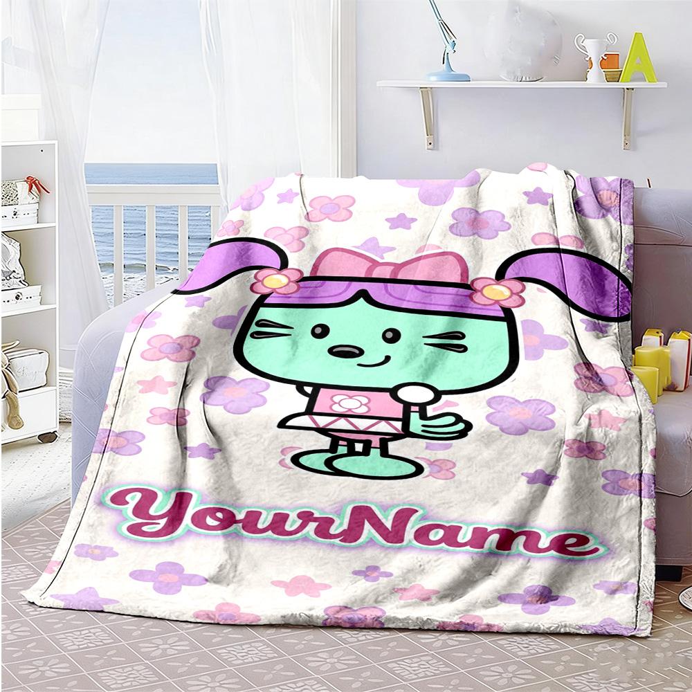 Wow! Wow! Wubbzy Customize Text Blanket Cozy Customizable Blanket Durable Comfort Perfect for Couch Livingroom Picnics Sofa Ideal for All Seasons