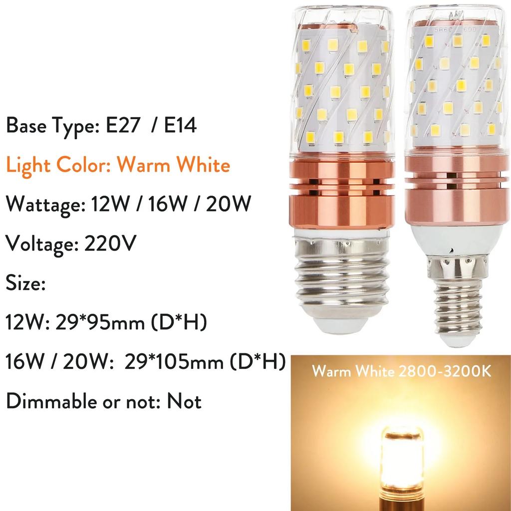 JOYBLISS Brightness E27 E14 LED Bulb Corn Lighting Lamp 12W 16W 20W 2835 SMD Lamps 110V 220V Home Decor Replace Halogen Lights White