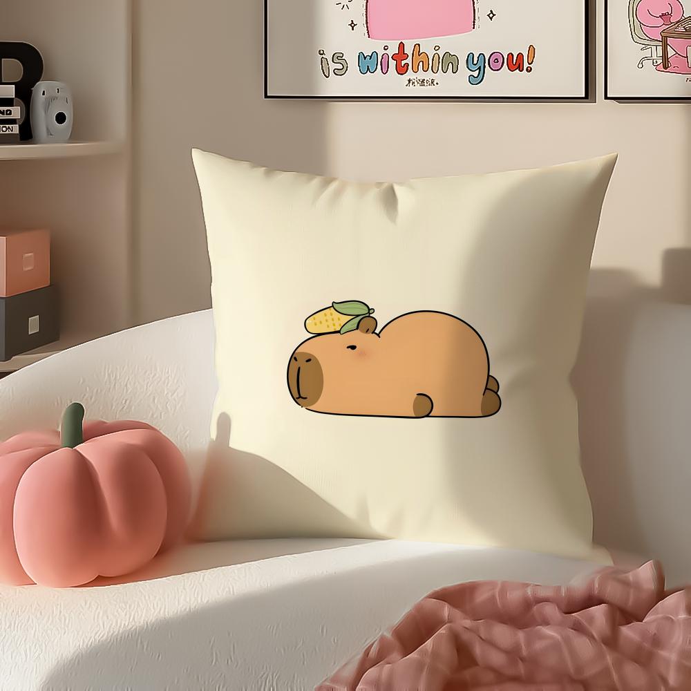 cute funny Kapibala Cushion Cover Pillowcase Short Plush Invisible zipper Room Sofa Cushion Cover