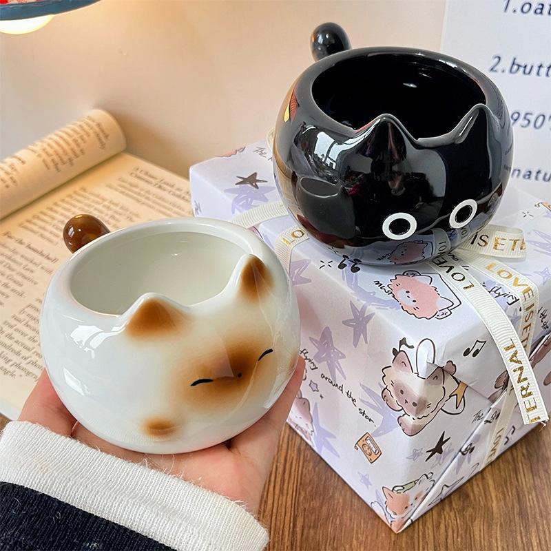Tazza in Ceramica Cartone Animato Gatto Siamese Tazza da Caffè Sottosmalto Colorato Gatto Tazza per Acqua Casa Colazione Latte Tazza da Caffè Regalo di Compleanno Tazza