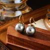 18K Gold Plated Pearl Earrings with High Heel Ear Hooks & Glass Beads