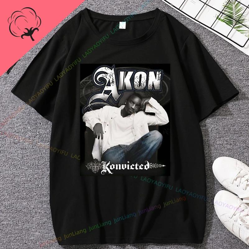 Najlepsze z Akon Klasyczna Okładka Albumu Najlepsze Ubrania Y2k dla Kobiet Męska Koszulka z Nadrukiem Luźne i Dopasowane Damskie Goth
