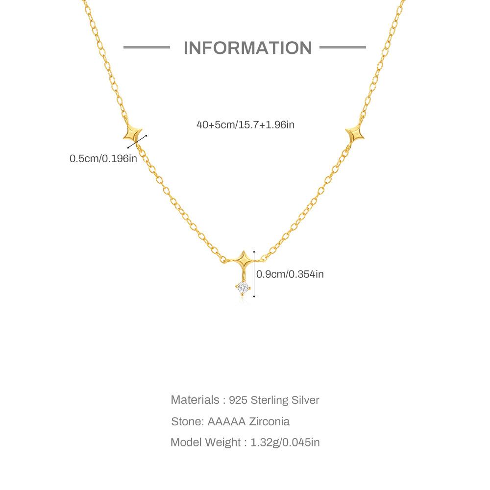 Collier tendance en argent sterling S925, étoile à quatre branches sertie de diamants, idéal pour la clavicule des femmes