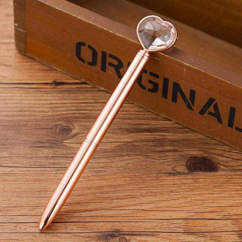 1pc Kawaii Crystal Ballpoint Pen Fashion Heart Shape Large Diamond Metal Pen