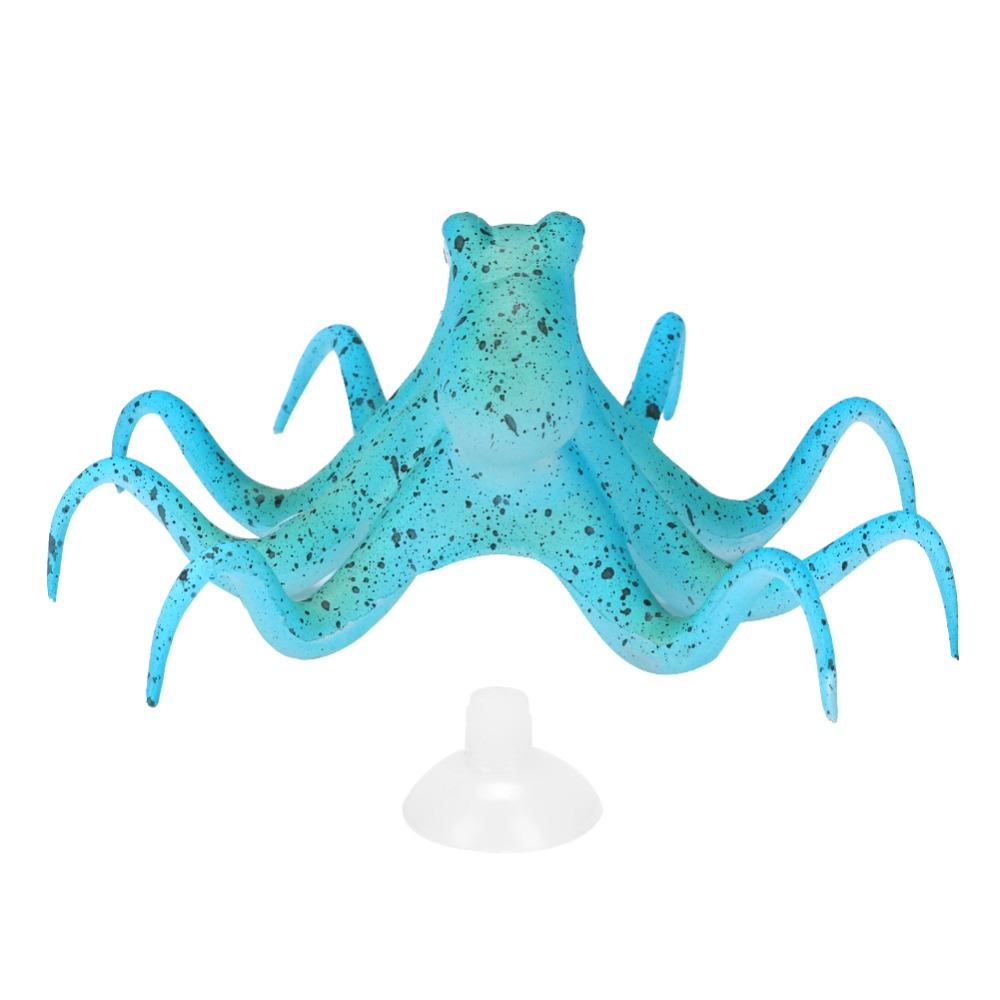 Suction Cup Silicone Artificial Octopus Colorful Simulation Design Fluorescent Simulation Octopus Silicone Aquarium Decoration