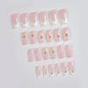 Gentle Pink 3D Flower French Nails with Starfish Gold Accents, Short Square - 24 Pieces