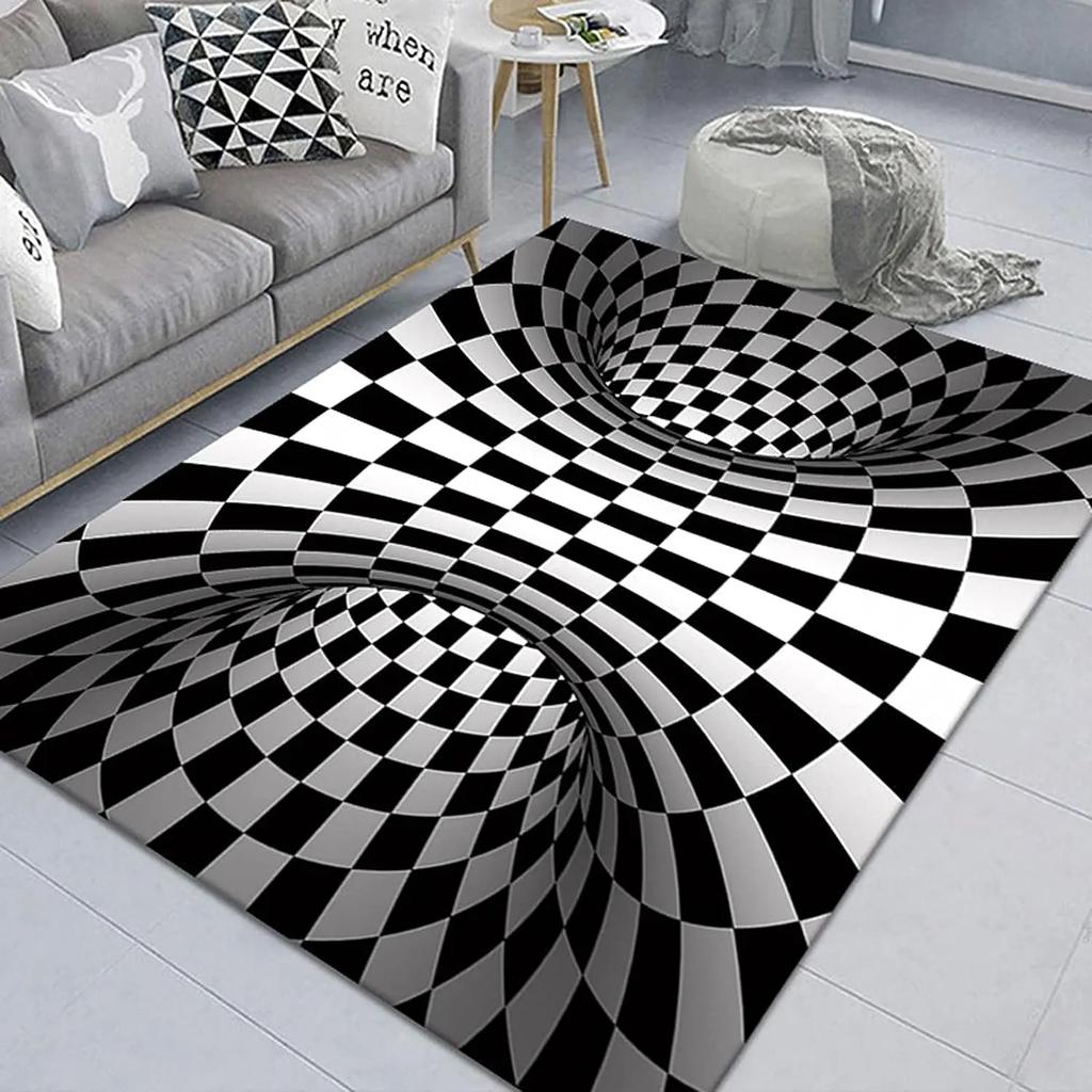 3D Vortex Illusion Carpet for Living Room Home Decorations Sofa Table Large Area Rugs Bedroom Bedside Foot Mat Non-slip Doormat