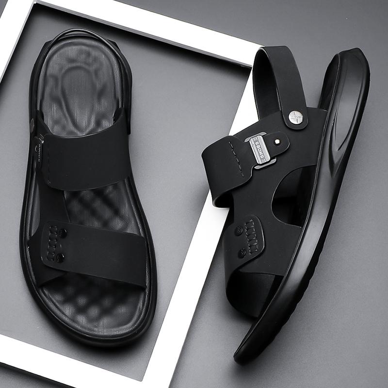 Fashion Hot Sale Summer Mens Sandals Outdoor Non-slip Men Beach Flats Handmade PU Leather Sandaly Fashion Men Wading Aqua Shoes Slippers
