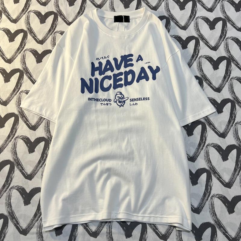 

Оригинальная американская футболка с короткими рукавами и принтом в стиле ретро для женщин, трендовый бренд, свободная посадка, из чистого хлопка, с рукавами до локтя 4XL