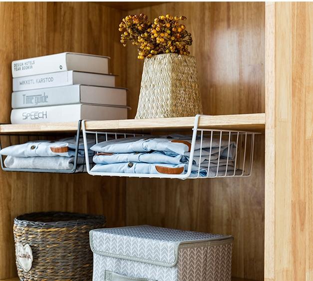 Hanging Basket Under the Shelf Metal Organizer 40Cm Basket White