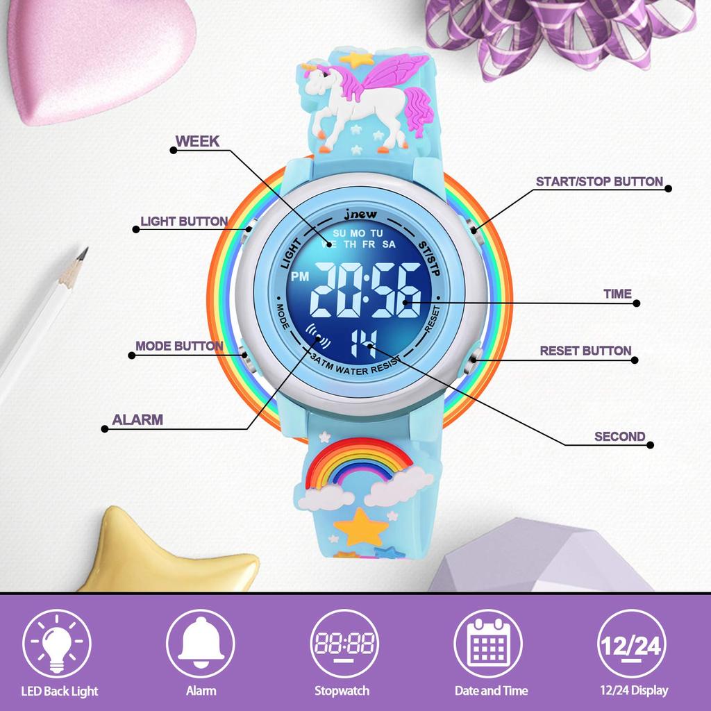 VAPCUFF Gift for Girls Ages 3-10, Kids Watch Toy for 3, 4, 5, 6, 7, 8 Years Old, Birthday Festival Gift for Girls Ages 4-9, Unicorn Blue