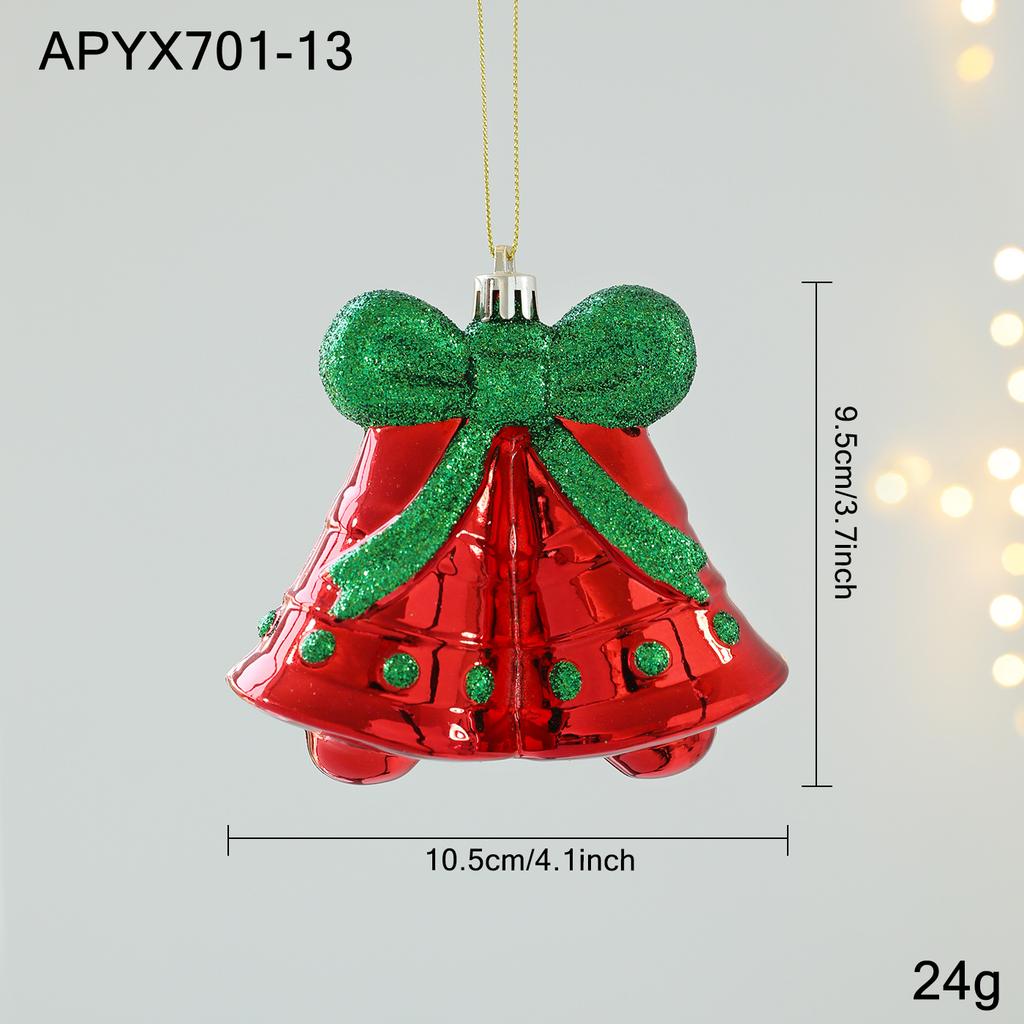New red and green plastic pendant sticky powder cartoon Christmas pendant ins three-dimensional Christmas tree window decoration