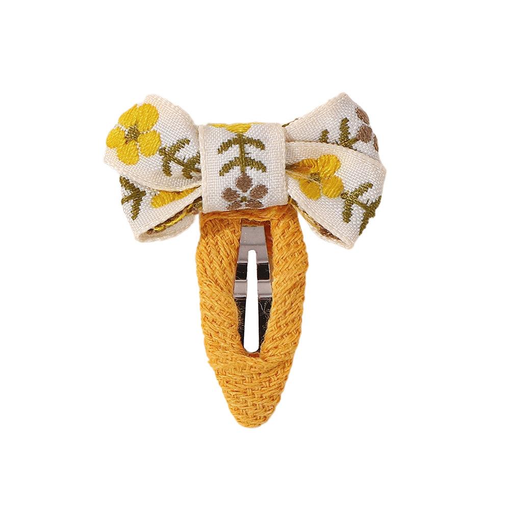Girl Embroidery Flower Bow Set Fabric Hair Accessories Bangs Clip Cute Fabric Handmade Hairpin 5177