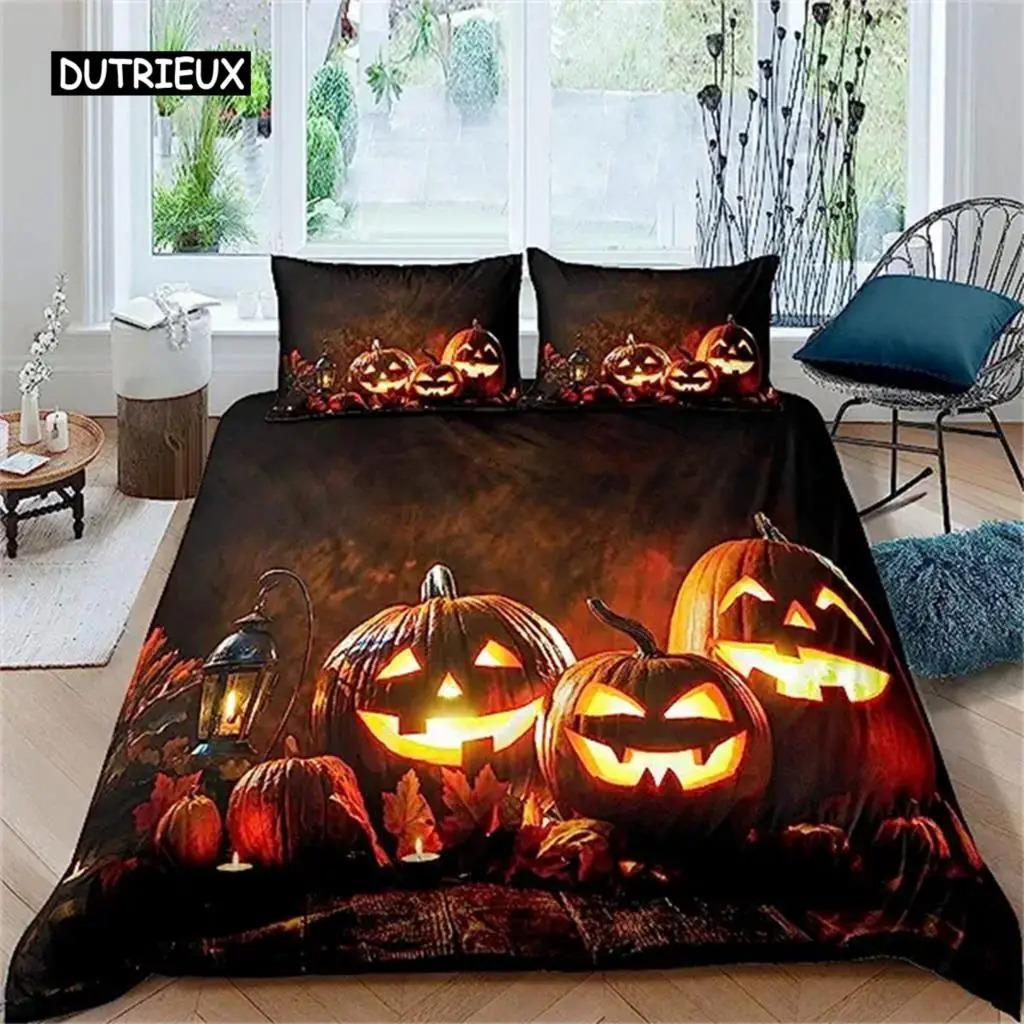 Soft Duvet Cover Tre Halowen Hor Theme Warm Comforter Cover Gothic Spoky Soft Duvet Cover Tens Men Grey Tre Teror Home Decoration