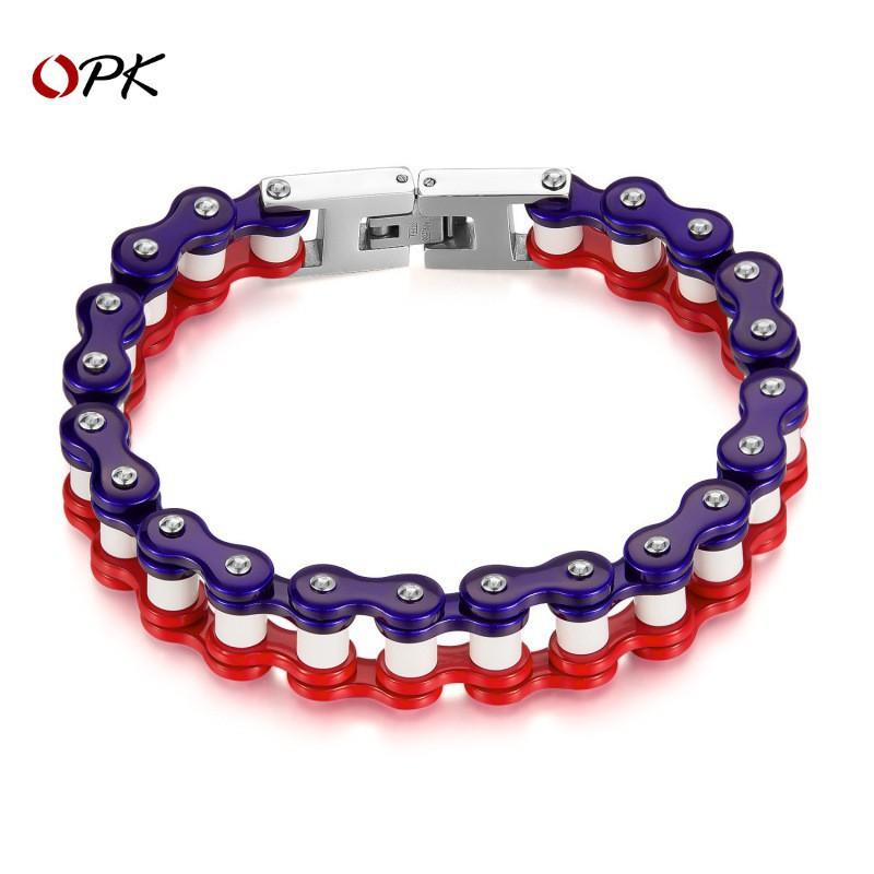 European American Personalized Bracelet Men's Stainless Steel Trendy Fashion Versatile Color Motorcycle Chain Titanium