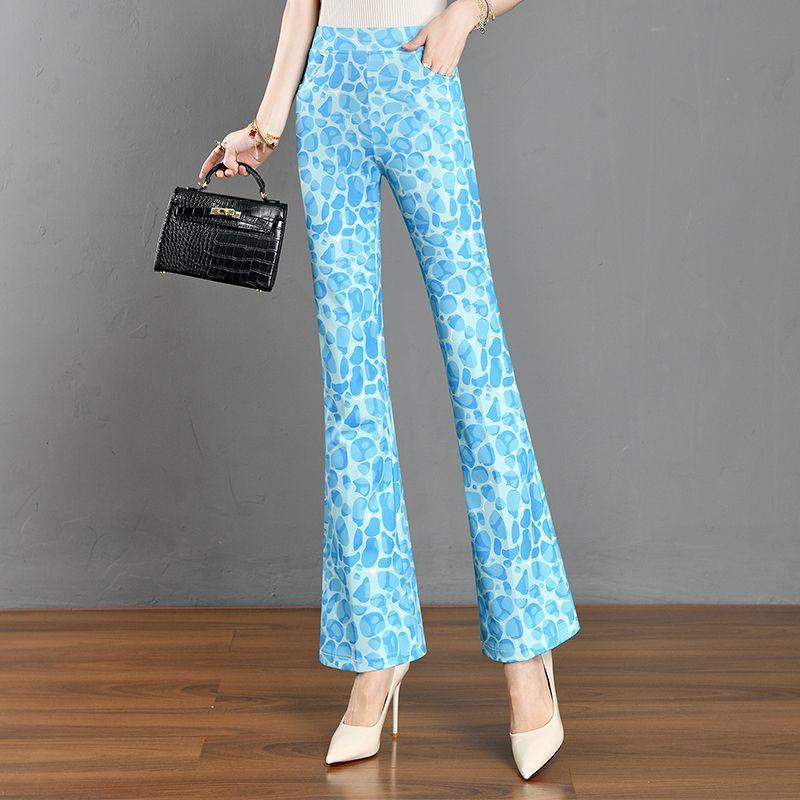 Elastic Waist Women's Plaid Micro Flare Pants - Summer Versatile 2025 Slimming Bodycon Stretchy Fashion.