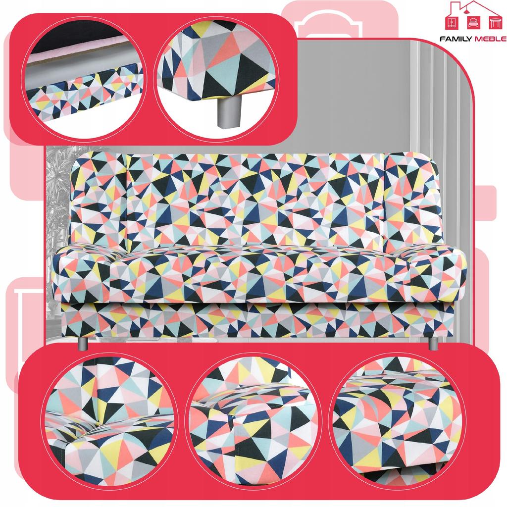 Kanapa sofa Sara Print rozkładana wersalka spania bonell łóżko Family meble 