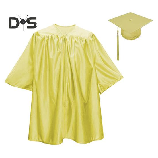 

1 комплект, унисекс, детский выпускной халат, шляпа, комплект с застежкой-молнией спереди, свободная кисточка, годовая бирка, платье для выпускного в детском саду, кепка, комплект с кисточками L жёлтый