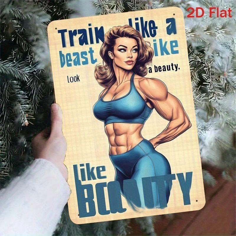 Gym Motivation Metal Tin Sign Fitness Weightlifting Dumbbell Wall Art Decor Home Gym Garage Man Cave Poster Painting