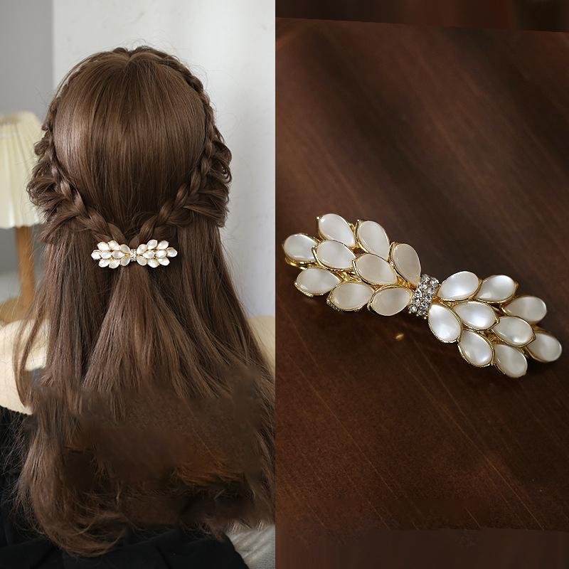 Elegant Floral Hair Barrette, French Clip Spring Hair Claw,  Accents, Bridal Hair Accessory For Half-Up Hairstyles