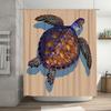 Beach-themed Bath Mat Set: Blue Ocean Turtle Shower Curtain with Vivid Colors for Bathroom Decorations Size 69x70 inches (L x W)