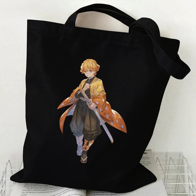 Japan Cartoon Comics Zenitsu Agatsuma Bedruckte Canvas-Tasche Große Kapazität Pendler-Tragetasche Lässige Umhängetasche für Damen 7563