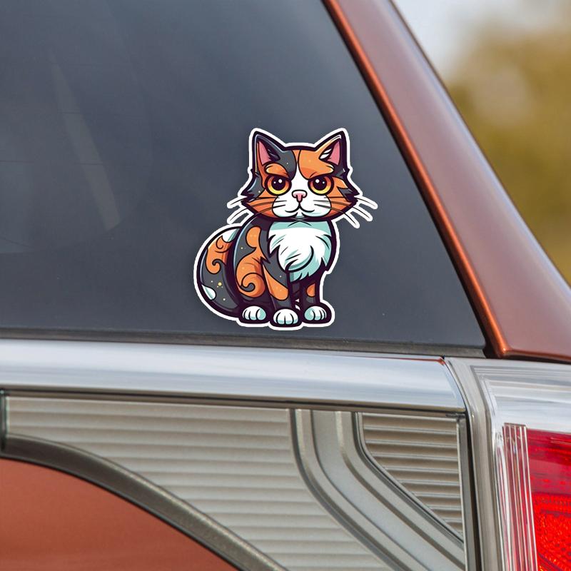 JT118#13.5x15cm Cute Calico Cat Vinyl Car Sticker Decal Animal Cat Car Sticker Cover Up Car Body Scratches Sticker