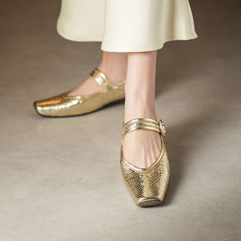 Krazing Pot Sheep Skin Summer Spring Autumn Low Heels Women Square Toe Mary Janes Shallow Pumps